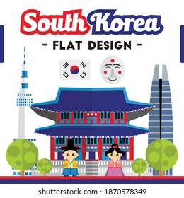 South Korea Flat Design Cutty Vector