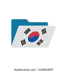 South Korea. Folder icon with South Korea flag. Vector folders icons with flags. Flag of South Korea. Isolated on white background