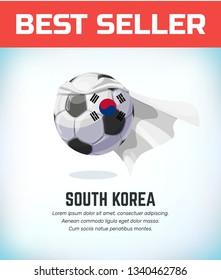 South Korea football or soccer ball. Football national team. Vector illustration.
