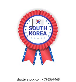South Korea Games Medal Badge Isolated On White Background Decorated With Korean Flag Vector Illustration
