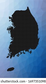 Mapa geométrico de Corea del Sur. Forma de galería de símbolos de Corea del Sur en estilo de polos bajos. Ilustración vectorial de país atractiva.