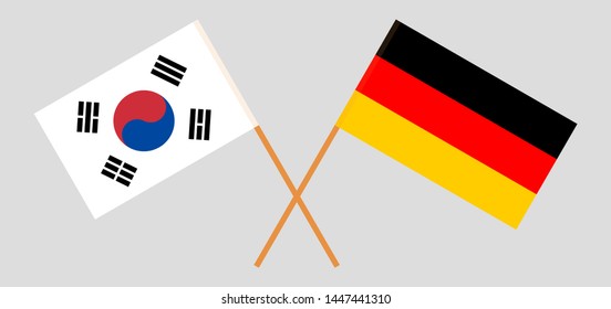 South Korea and Germany. Crossed Korean and German flags