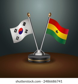 South Korea  and Ghana table flags relation with gradient backgrund. Vector Illustration