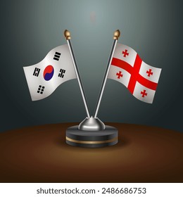 South Korea  and Gibraltar table flags relation with gradient backgrund. Vector Illustration