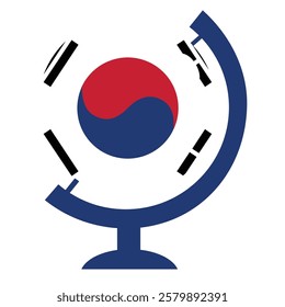 South Korea globe national flag icon