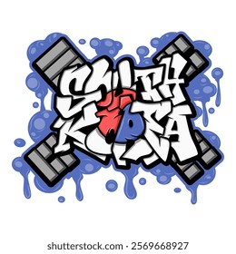 South korea in graffiti art style