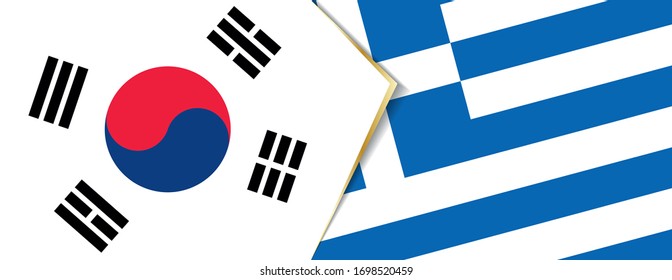 South Korea and Greece flags, two vector flags symbol of relationship or confrontation.