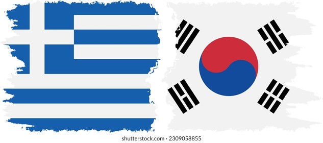 Corea del Sur y Grecia conexión de banderas gruesas, vector