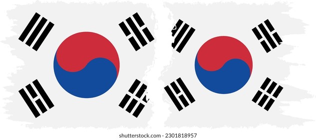 South Korea and South Korea grunge flags connection, vector