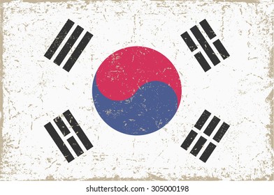 South Korea grunge flag.South Korean flag with grunge texture.Vector template.