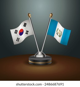 South Korea  and Guatemala table flags relation with gradient backgrund. Vector Illustration