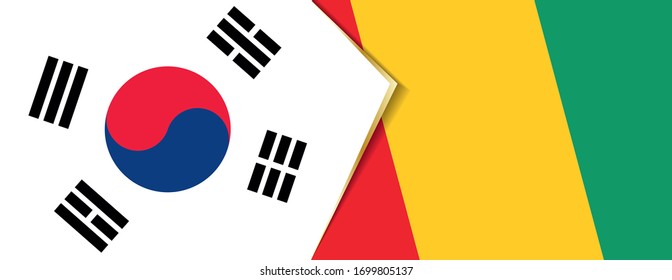 South Korea and Guinea flags, two vector flags symbol of relationship or confrontation.