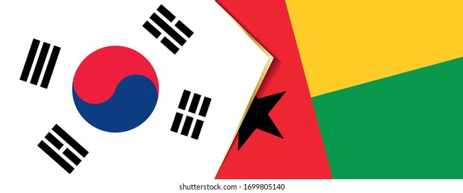 South Korea and Guinea-Bissau flags, two vector flags symbol of relationship or confrontation.