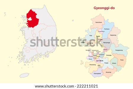 South Korea Gyeonggi Province  Map Stock Vector Royalty 