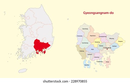 south korea south gyeongsang province map