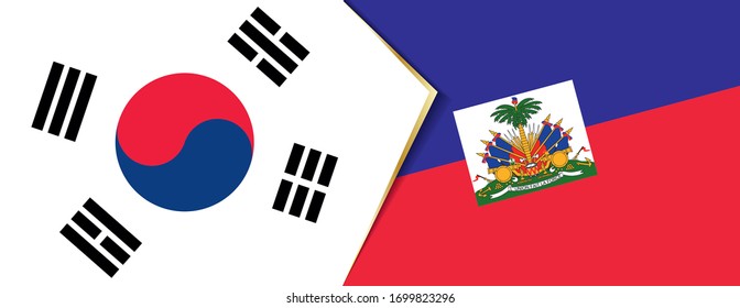 South Korea and Haiti flags, two vector flags symbol of relationship or confrontation.