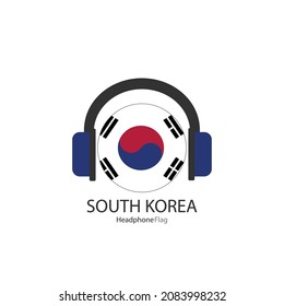 South Korea headphone flag vector on white background. 