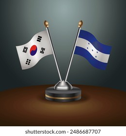 South Korea  and Honduras table flags relation with gradient backgrund. Vector Illustration