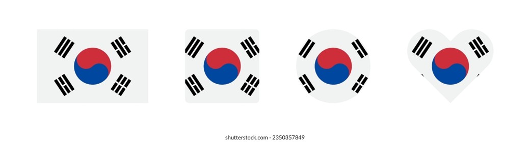 Icono de Corea del Sur. Carteles de la bandera coreana. Símbolo de la nación. Cartel de los símbolos del país. Iconos de la región de Asia. Signo aislado del vector.