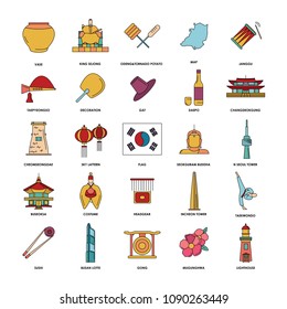 South Korea icon set. Cartoon South Korea set vector for web design isolated on white background