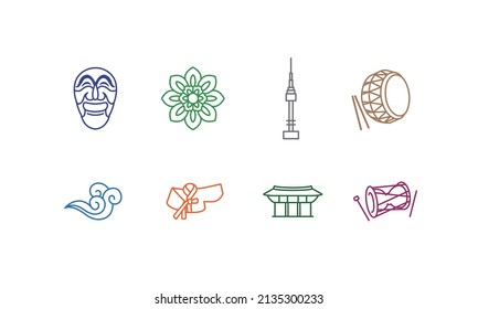 South Korea Icon Vector Set