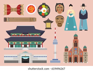 South Korea Illustration, Vector, Landmark, Culture