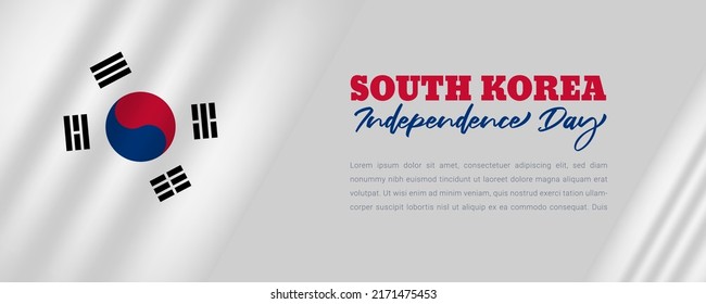 Fondo de la celebración del Día de la Independencia de Corea del Sur con diseño de 3d ondeando banderas