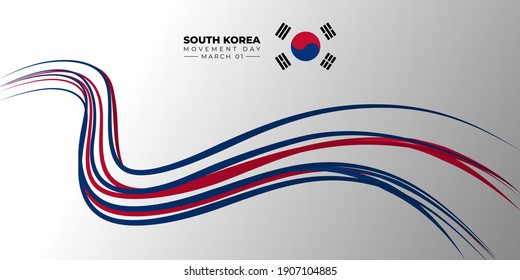 South Korea Independence movement day. Flying Red and blue banner design. good template for South Korean national day design.