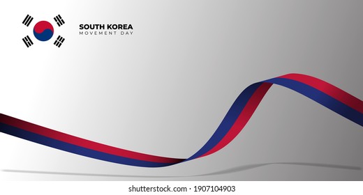 Día del movimiento por la independencia de Corea del Sur. ondeando diseño de banner rojo y azul. buena plantilla para el diseño del día nacional surcoreano.