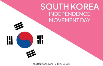 South Korea independence movement day greeting card, banner with template text vector illustration. Korean memorial holiday 15th of August design element with yin and yang sign
