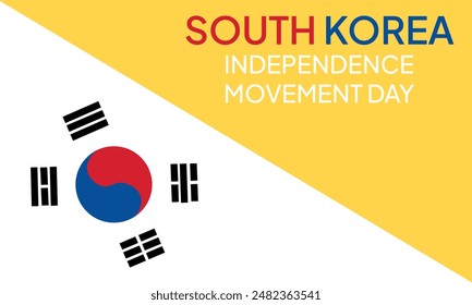 South Korea independence movement day greeting card, banner with template text vector illustration. Korean memorial holiday 15th of August design element with yin and yang sign