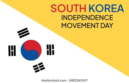South Korea independence movement day greeting card, banner with template text vector illustration. Korean memorial holiday 15th of August design element with yin and yang sign