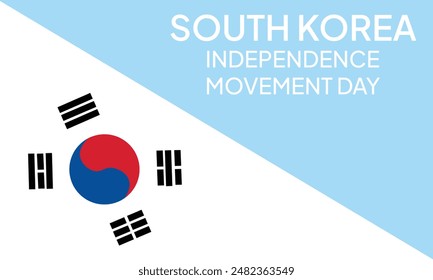 South Korea independence movement day greeting card, banner with template text vector illustration. Korean memorial holiday 15th of August design element with yin and yang sign