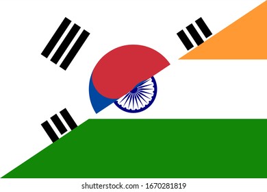 south korea and india flags. vector background
