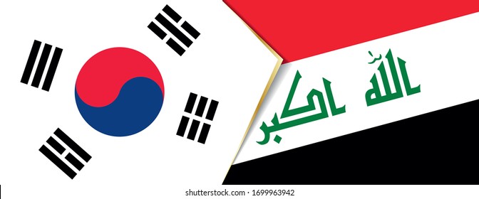 South Korea and Iraq flags, two vector flags symbol of relationship or confrontation.