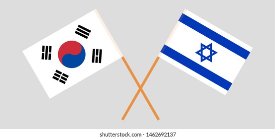 South Korea and Israel. Crossed Korean and Israeli flags