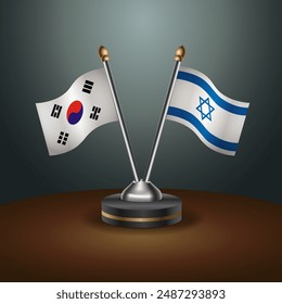 South Korea Israel and  table flags relation with gradient backgrund. Vector Illustration