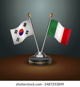 South Korea  and Italy table flags relation with gradient backgrund. Vector Illustration