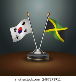 South Korea and Jamaica table flags relation with gradient backgrund. Vector Illustration