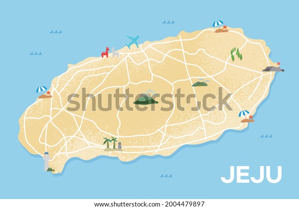 South Korea Jeju Island Road Map Stock Vector (Royalty Free) 2004479897 ...