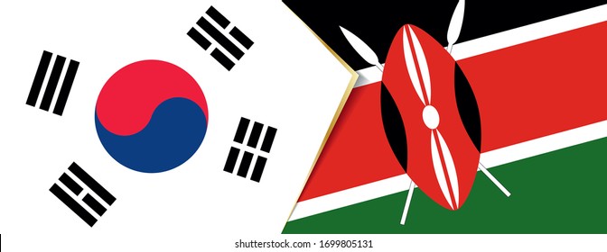 South Korea and Kenya flags, two vector flags symbol of relationship or confrontation.