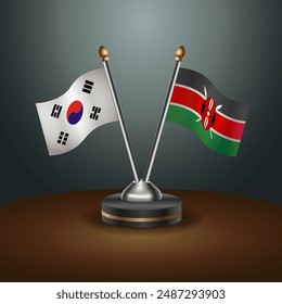 South Korea  and Kenya table flags relation with gradient backgrund. Vector Illustration