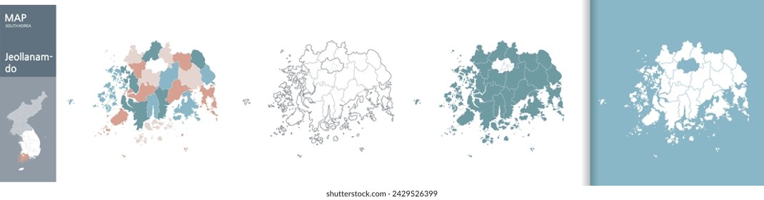 South Korea Korean peninsula Jeollanam-do map