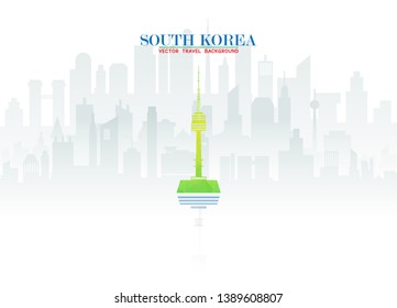 South Korea Landmark Global Travel And Journey paper background. Vector Design Template.used for your advertisement, book, banner, template, travel business or presentation.