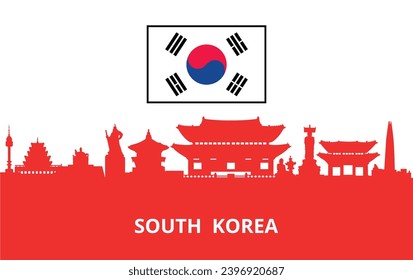 Siluetas históricas de Corea del Sur, vector e ilustración.