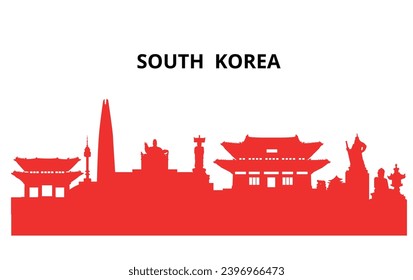 South Korea landmark silhouettes, vector and illustration.