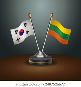 South Korea  and Lithuanian table flags relation with gradient backgrund. Vector Illustration