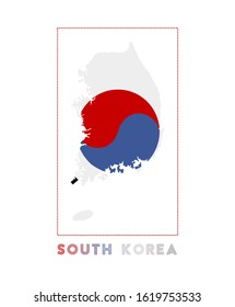 South Korea Logo. Map of South Korea with country name and flag. Trendy vector illustration.