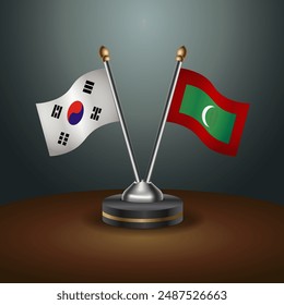 South Korea  and Maldives table flags relation with gradient backgrund. Vector Illustration