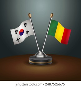 South Korea  and Mali table flags relation with gradient backgrund. Vector Illustration